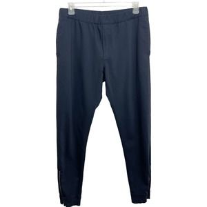 COS Womens Jogger Pants Size Large Navy Blue Ankle Zips High Rise Elastic Waist